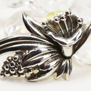 Vintage Solid .925 Sterling Silver Floral Brooch